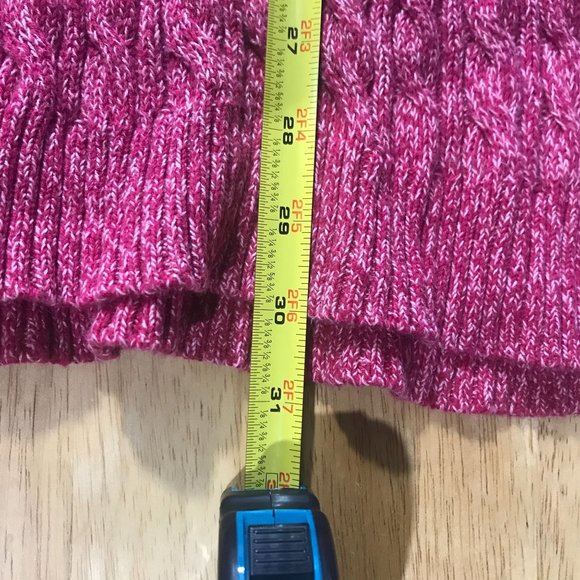 Croft & Barrow Women's Medium Red Pink White Cable Knit Sweater V Neck Tunic Top - Picture 14 of 15